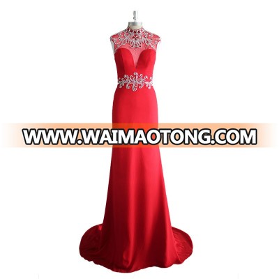 Evening Dresses 2018 Vestidos De Fiesta High Neck Backless Red Gowns Sexy Prom Dress for Women