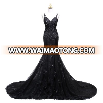 2018 Black Prom Dress Party Wear Gowns For Ladies Latest Design Sexy Open Back Mermaid Evening Dress Long