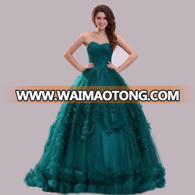 Elegant Customized Color Evening Dresses 2018 Strapless Green Ball Gown Prom Dress Puffy Suzhou