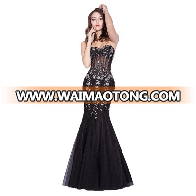 Prom Dress 2018 Party Wear Gowns for Ladies Black Evening Dress Wholesale Mermaid Long Gowns for Women