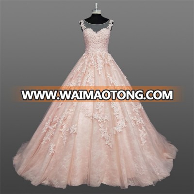 Latest Peach Bridal Dress 2018 SuZhou Sweetheart Wedding Gowns Back Lace Up With Chantilly Lace